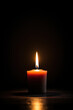 © Photocreo Bednarek - Single candle with bright flame on wooden surface