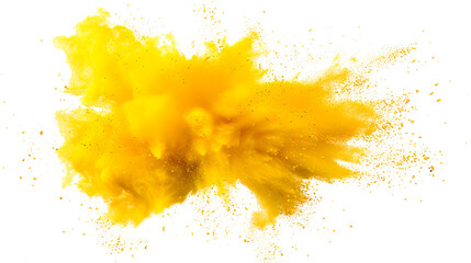 Wall Mural - yellow powder explosion cloud isolated on white background