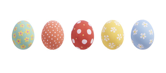 Wall Mural - Collection of photos perfect colorful handmade easter eggs isolated on transparent png background.