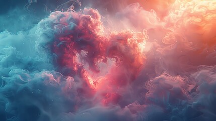 Wall Mural - A cloud of love of futuristic abstract landscape.