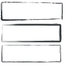 Hand Draw Doodle Frame Set. Box, Square, Rectangle Brush Pen Line Stroke Scribble Element For Highlighting Text. Vector 