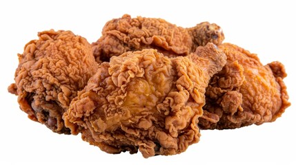 Wall Mural - Crispy fried chicken isolated on white background in appetizing food photography