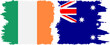 Australia and Ireland grunge flags connection vector