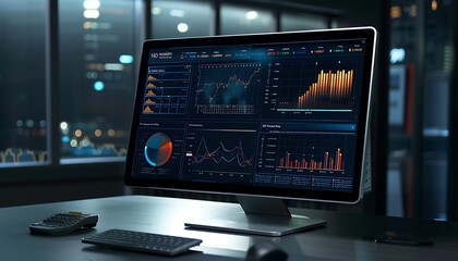 Aufkleber - Close-Up of Live Global Economic Data on Financial Dashboard