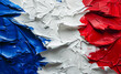 Flaga Francji, grube warstwy farby olejnej. Niebieski, biały, czerwony.