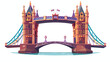Bridge with towers icon. Cartoon illustration of bridge 