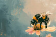 Biene an einer Blume: Farbenfrohe Illustration eines wichtigen Momentes der Natur