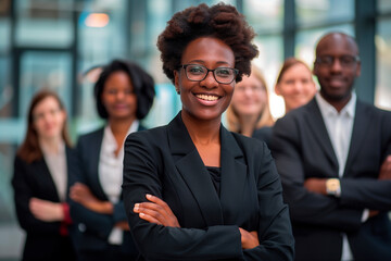 Wall Mural - business businesswoman office mature middle aged group woman portrait corporate manager black businessperson teamwork team partner