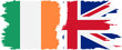 UK and Ireland grunge flags connection vector