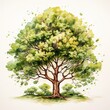 Generative AI Vintage-style cute summer tree clipart