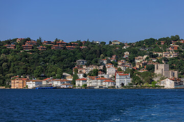 Wall Mural - Cityscape View from the water to buildings in the city of Istanbul in public places