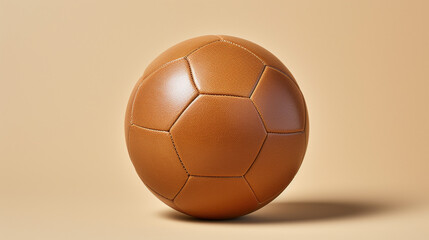 Wall Mural - A leather football situated against a beige background.