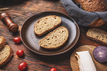 Canvas Print - Slices of rustic sourdough bread