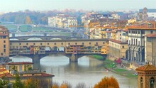 Ponte Vecchio (Old Bridge) Is Medieval Stone Closed-spandrel Segmental Arch Bridge Over Arno River, In Florence, Italy, Noted For Still Having Shops Built Along It, As Was Once Common.