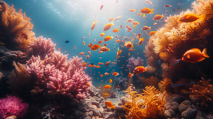 underwater photography of coral reefs with fish and fauna