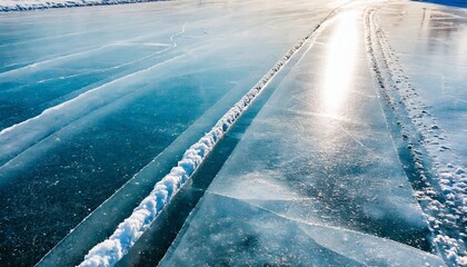 Wall Mural - background winter rink frozen blue ice textured glac