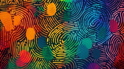 Background of colorful fingerprint patterns