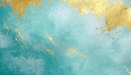 Wall Mural - light blue textured background with golden shimmer grunge abstract concrete background decorative stucco painting