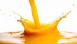 drops bursts of orange juice on a white background