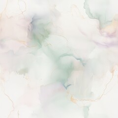 Poster - A mesmerizing white and green background filled with intricate watercolor designs, blending seamlessly to create a dreamy and ethereal atmosphere