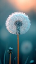 Dandelion Flower Close Up With Blue Tinting