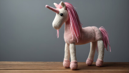 Wall Mural - Cute, pink, crochet unicorn layout.