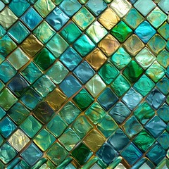 Aufkleber - A detailed close up of a vibrant mosaic glass tile, showcasing a stunning array of colors, shapes, and textures