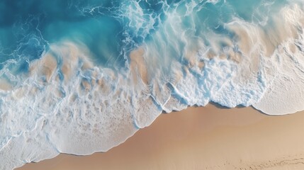 Untouched amazing tropical beach white yellow sea sand and ocean sea waves blue clean collision