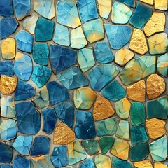 Aufkleber - A close-up of a vibrant mosaic tile wall, showcasing intricate patterns and a dazzling array of colors. Each individual tile seamlessly blends together to create a beautiful and harmonious work of art