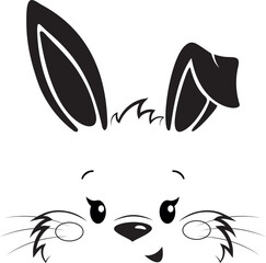 Wall Mural - cute bunny`s face, black shape vector illustration