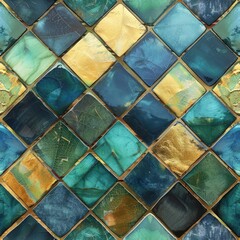 Aufkleber - Intricate tiles in various colors and patterns create a stunning mosaic wall, showcasing the artistry and craftsmanship of the design