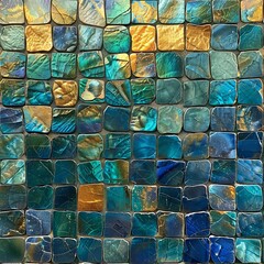 Poster - Intricate mosaic tiles come together to form a vibrant and detailed wall design, showcasing a blend of intricate patterns and colors