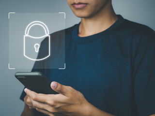 Wall Mural - cyber security and online internet connection data protection access to personal information and fin