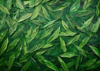 Wall Mural - Green Leaves painting, AI generated