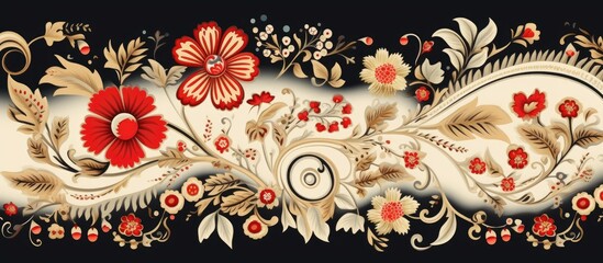 Wall Mural -  Vintage Pattern with Ornate Embroidery for Home Decor