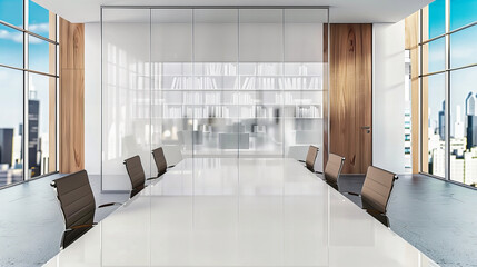 Wall Mural - Contemporary Office Room with Modern Furniture and Spacious Design, Bright and Elegant Business Interior