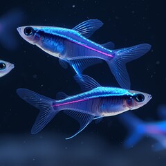 Colorful School of Neon Tetras in a Pool, Perfect for Aquatic Sports and Recreation