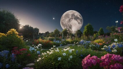 Wall Mural - moon over the forest