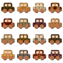 Wall Mural - Scrapbook decorative cars toys on white background set collection art decor design 