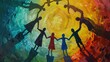 © Suresh - Capture global unity with diverse family silhouettes in a harmonious circle, symbolizing universal bonds.