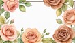 Brown rose frame background spring watercolor