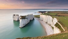 Old Harry Rocks At Handfast Point, On The Isle Of Purbeck In Dorset, Southern England