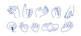 Fototapeta Panele - Vector line simple illustrations, hands and gesture in outline style
