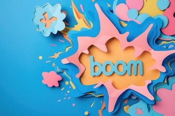 Colorful boom text in 3d comic style