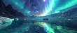 Aurora Borealis reflecting on a crystal-clear lake serene landscape