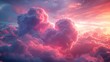 Valentine's Day cloud heart on a pink background. Modern illustration.