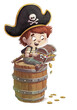 Pirate boy with treasure chest