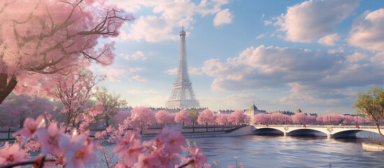 eiffel tower in spring