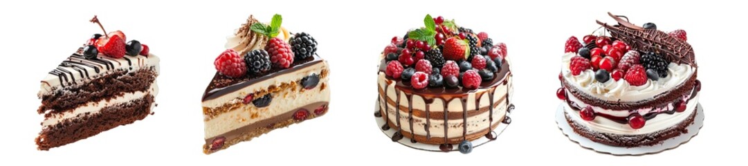 Canvas Print - Collection of PNG. Delicious cake isolated on a transparent background.