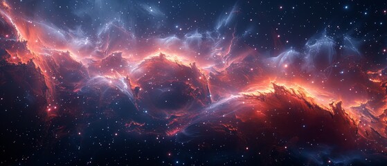 Poster - This  business image depicts an abstract rocket in a starry sky or space containing points, lines, and shapes depicting planets, stars, and the universe.